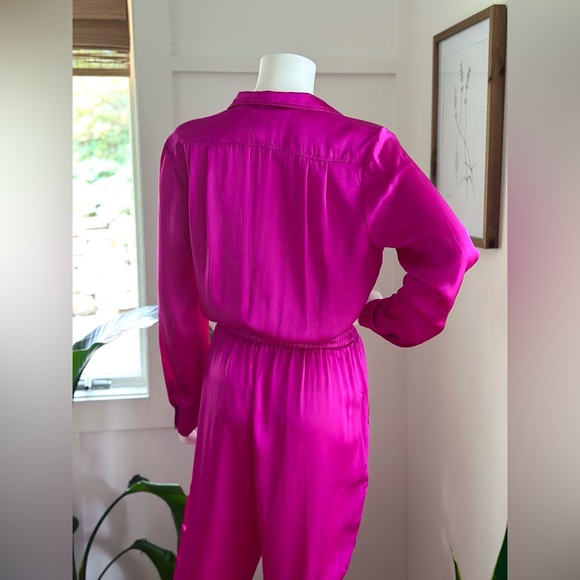Amanda Uprichard Felix Jumpsuit Revolve 100% Silk Pink Size Medium - Picture 6 of 8